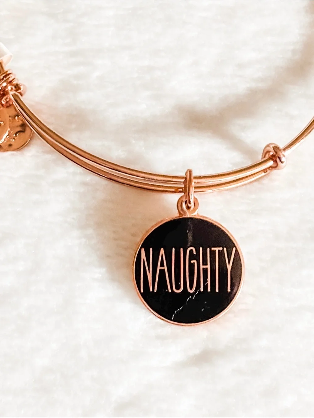 NWT! Alex and Ani Reversible Naughty Or Nice Charm Bangle Bracelet - Rose Gold